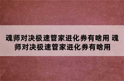 魂师对决极速管家进化券有啥用 魂师对决极速管家进化券有啥用